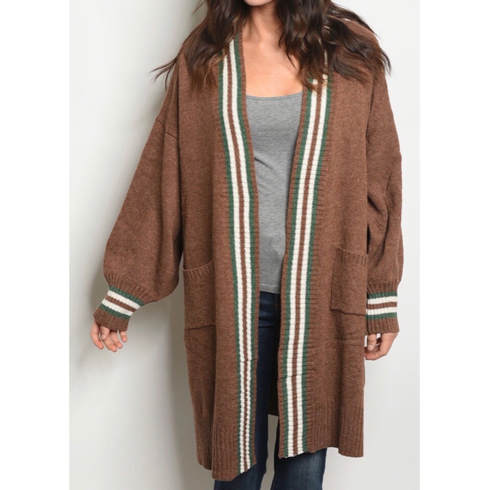 <<RATED 5-STAR>> Mocha Varsity Cardigan